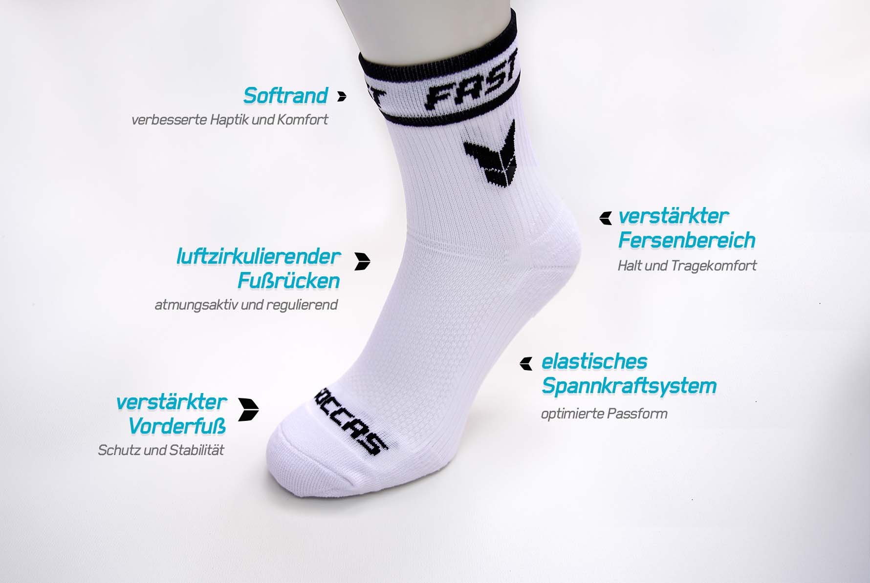 Sportsocken mit Funktionszonen